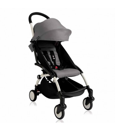 کالسکه یویو پلاس بیبی زن فریم سفید با کیت پارچه طوسی Babyzen Yoyo  Pushchair Gray