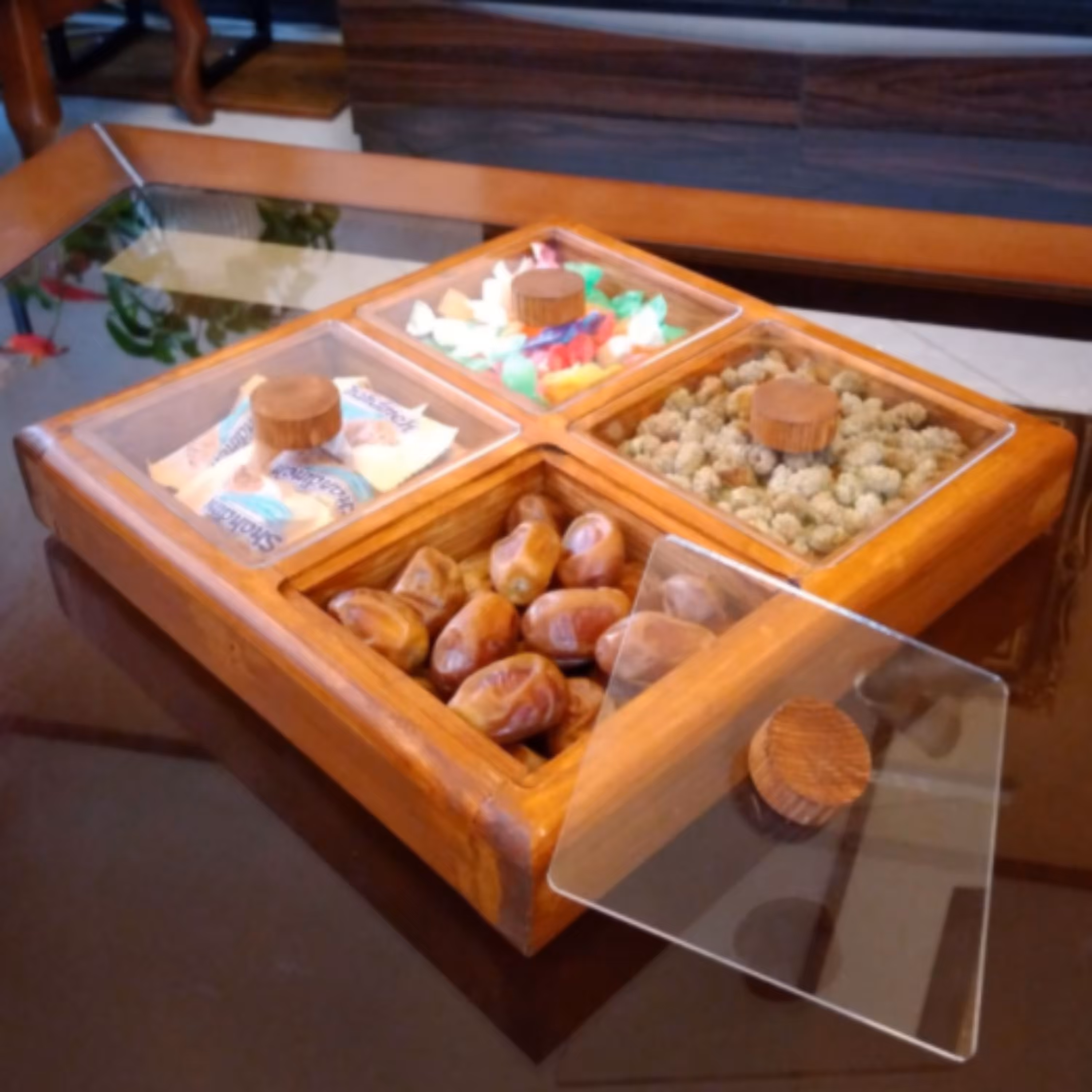 جعبه پذیرایی چوبی چهار درب