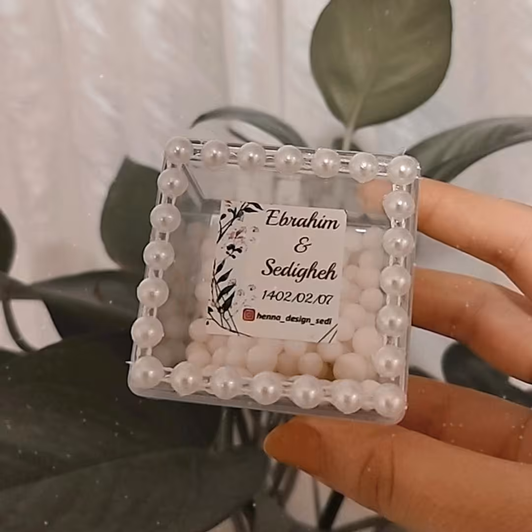 گیفت عروسی مدل گیفت باکس نقل همراه لیبل اسم