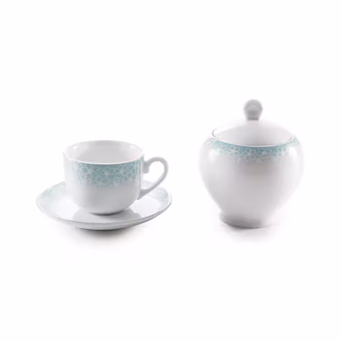 سرویس چینی زرین 6 نفره چای خوری ساکورا آبی (14 پارچه)