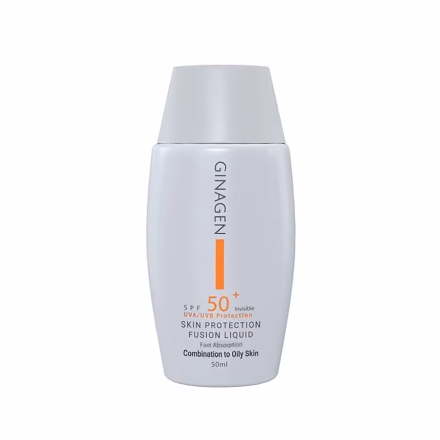 ضد آفتاب بی رنگ پوست چرب و مختلط ژیناژن {مدل فیوژن لیکویید } | 50ml