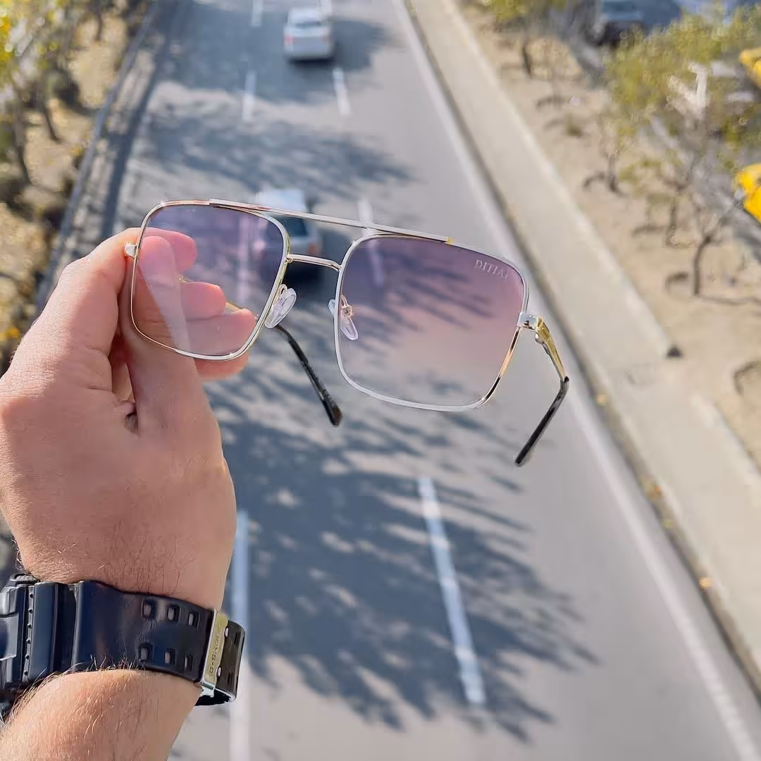 عینک آفتابی پلیس فلزی مربعی دسته اسپرت رنگ بندی طبق عکس