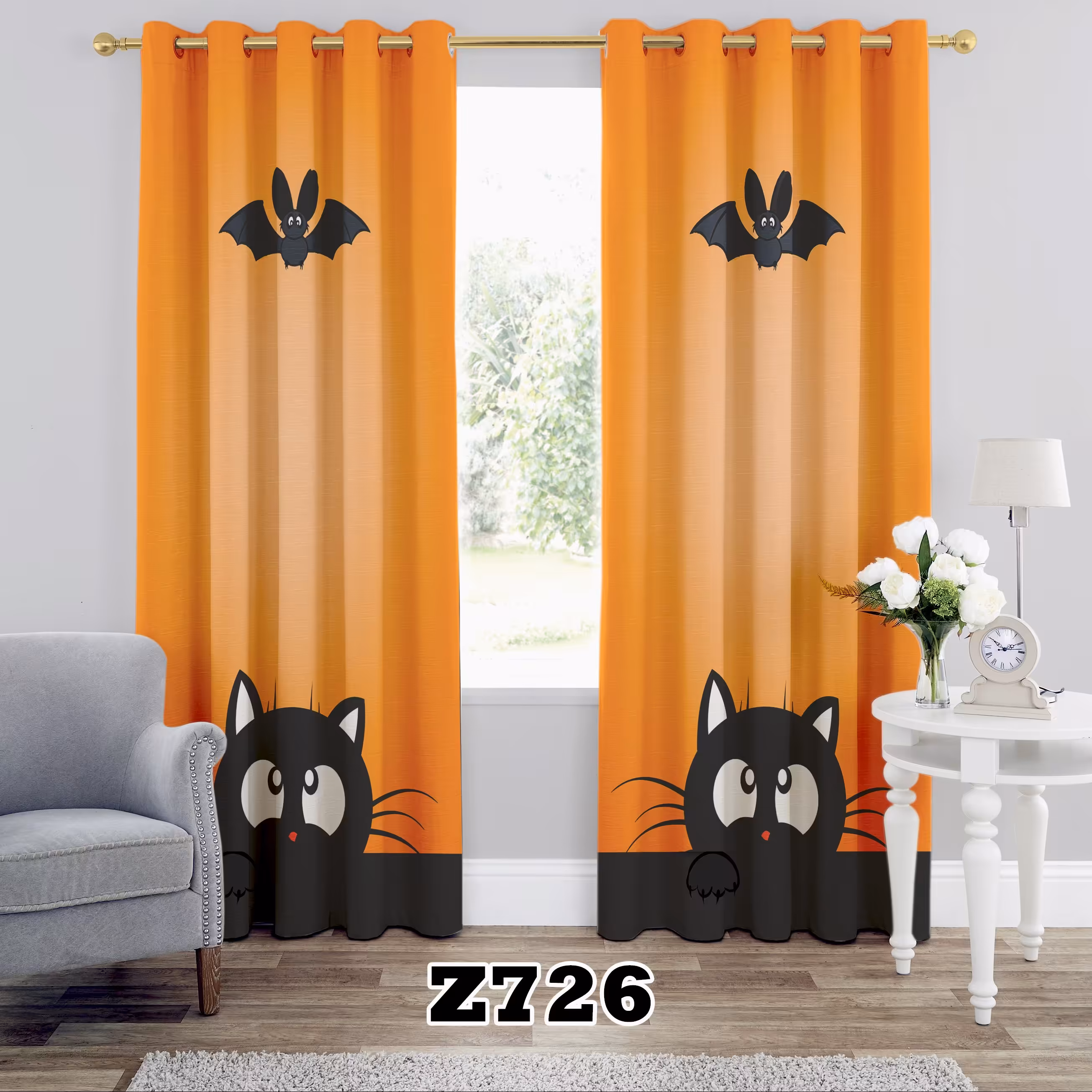 پرده چاپی طرح یچگانه کد Z726 تک قواره ارتفاع 300 عرض 140 سانت