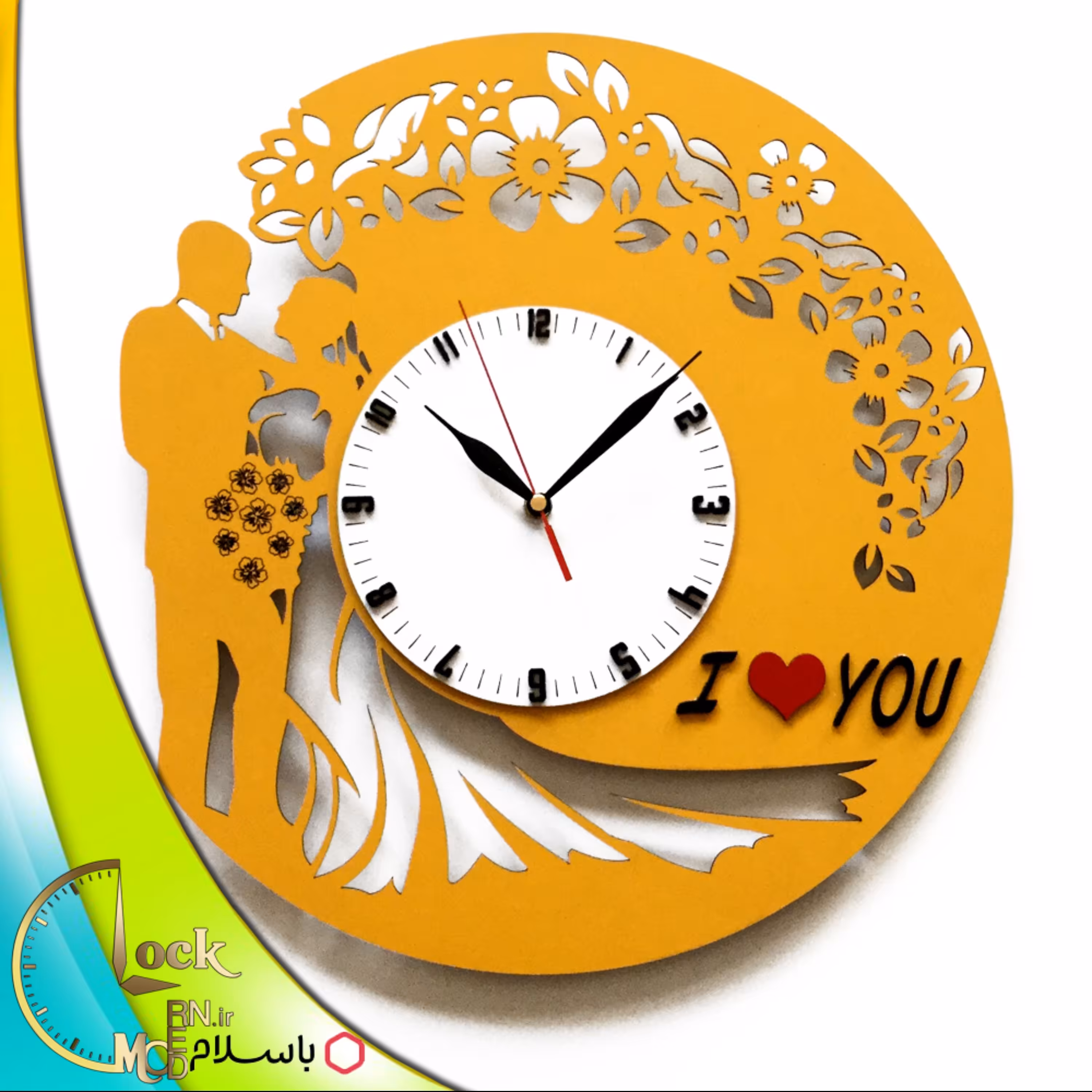 ساعت دیواری طرح عروس و داماد کد 39 (پس کرایه)