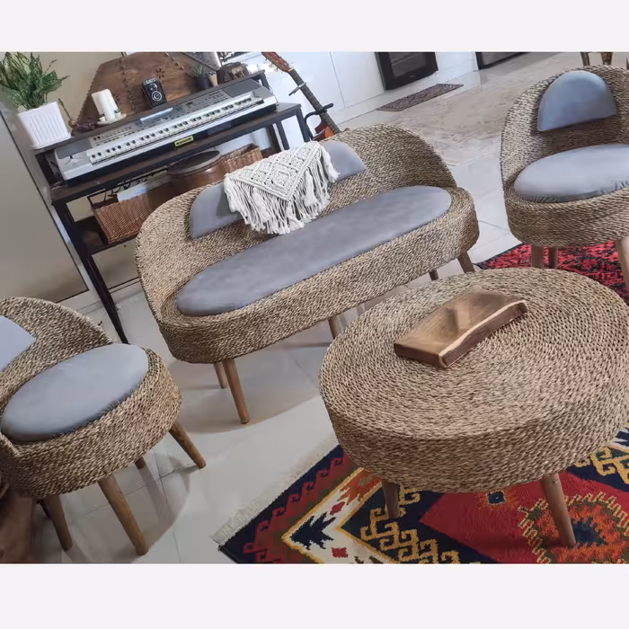 مبل حصیری چهار نفره با میز 70 سانت (پس کرایه)