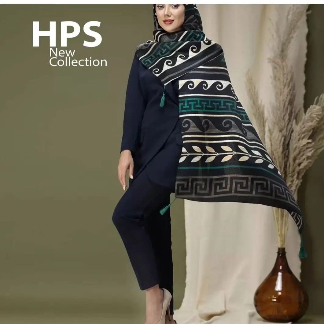 شال نخ پنبه پاییزه طرحدار دارای 6 رنگ مطابق ژورنال