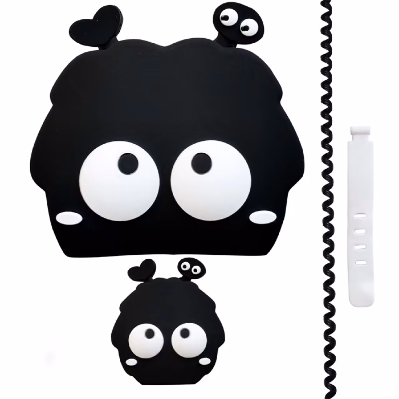 پک محافظ سیلیکونی کابل و آداپتور طرح هپل مشکی مناسب برای شارژر 20W اپل بسته چهار عددی