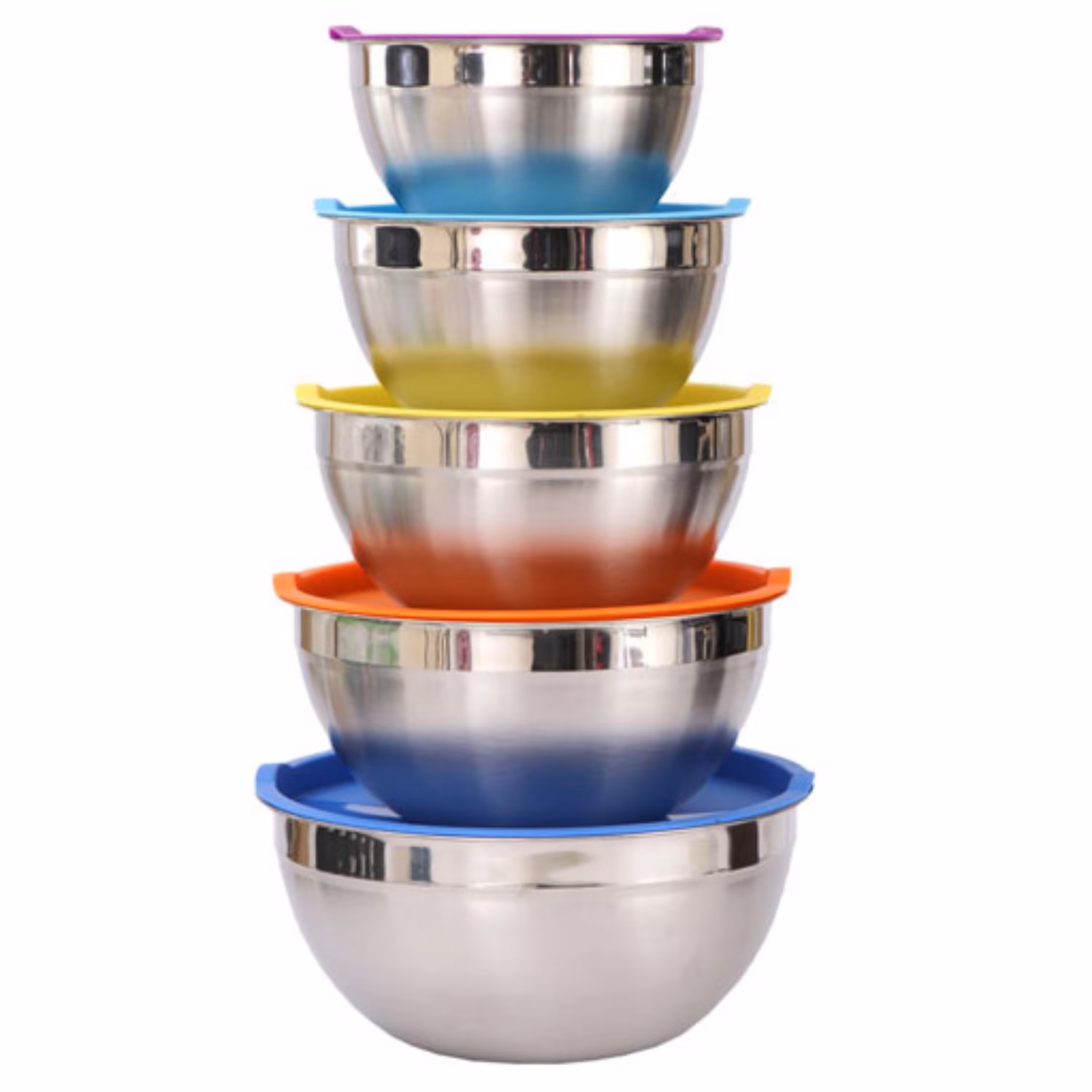 ست 5 عددی کاسه لگن درب دار رنگی استیل 