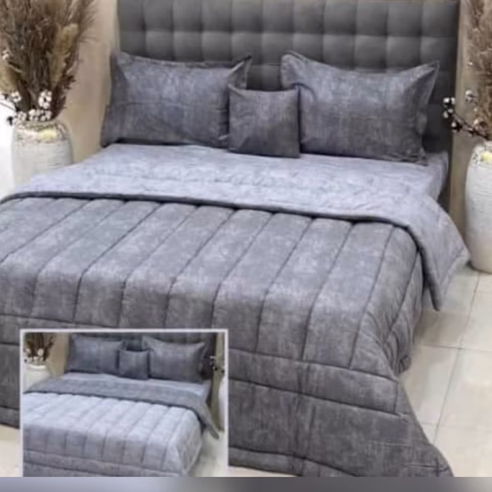 روتختی دونفره طوسی سیلور نخ پتینه الیاف 350گرمی  