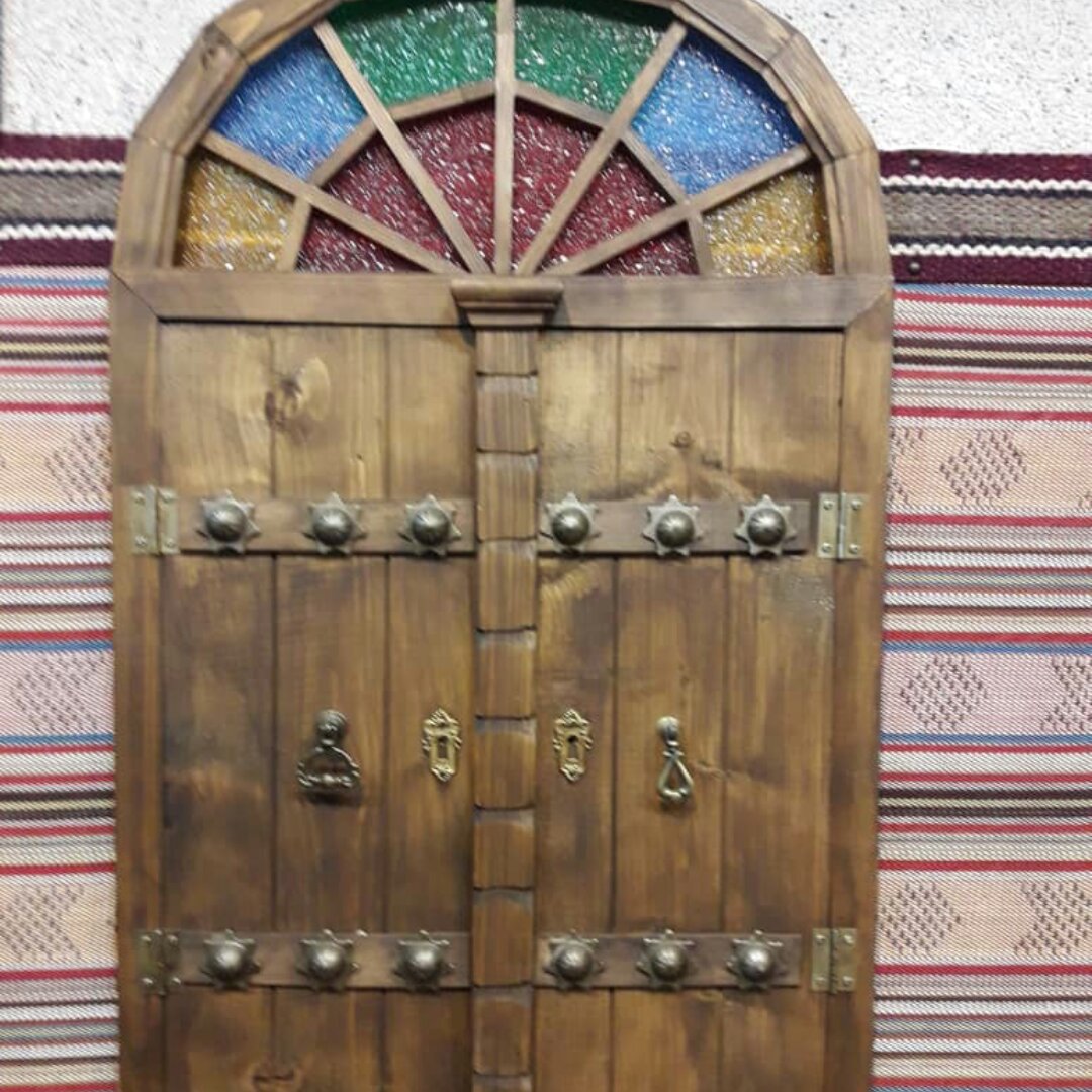 آیینه چوبی سنتی، طرح درب قدیمی، سایز بزرگ