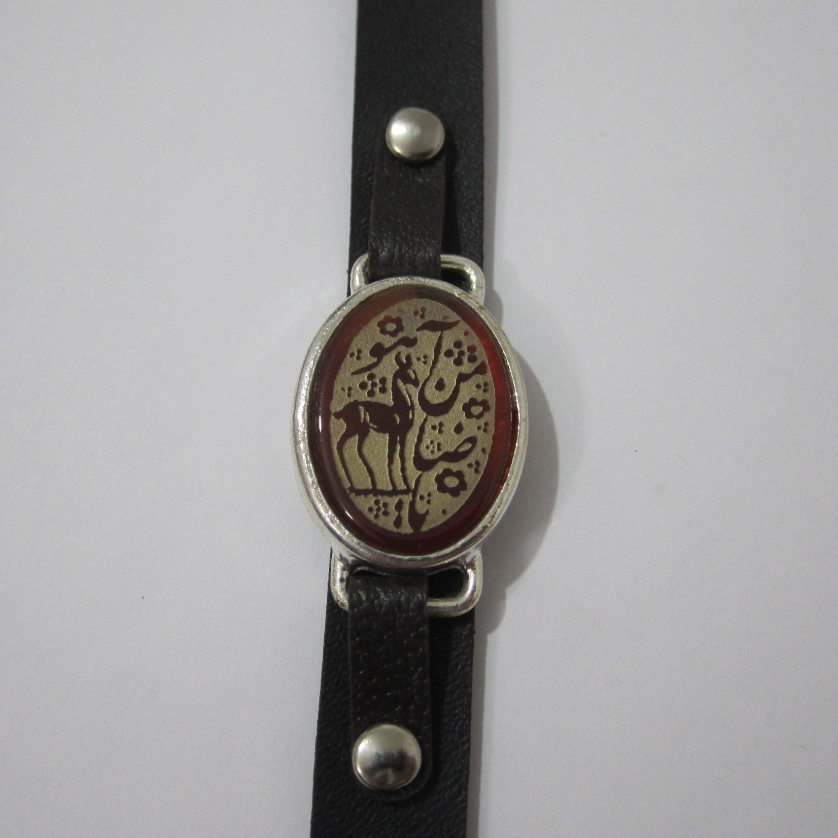 دستبند عقیق اصل کتیبه ضامن آهو