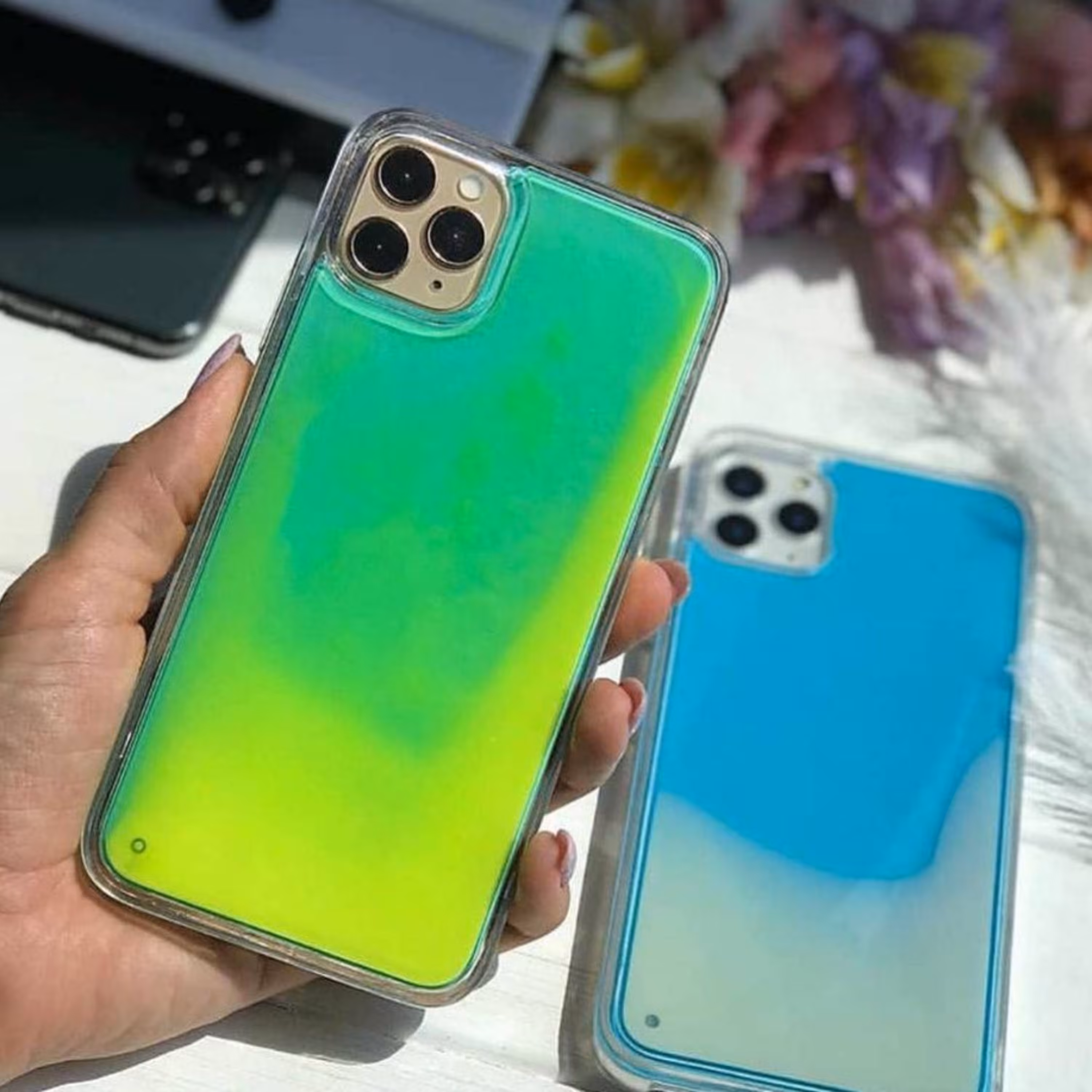 قاب موبایل لیکویید شبرنگ مناسب برای سامسونگ A50 (سبز)