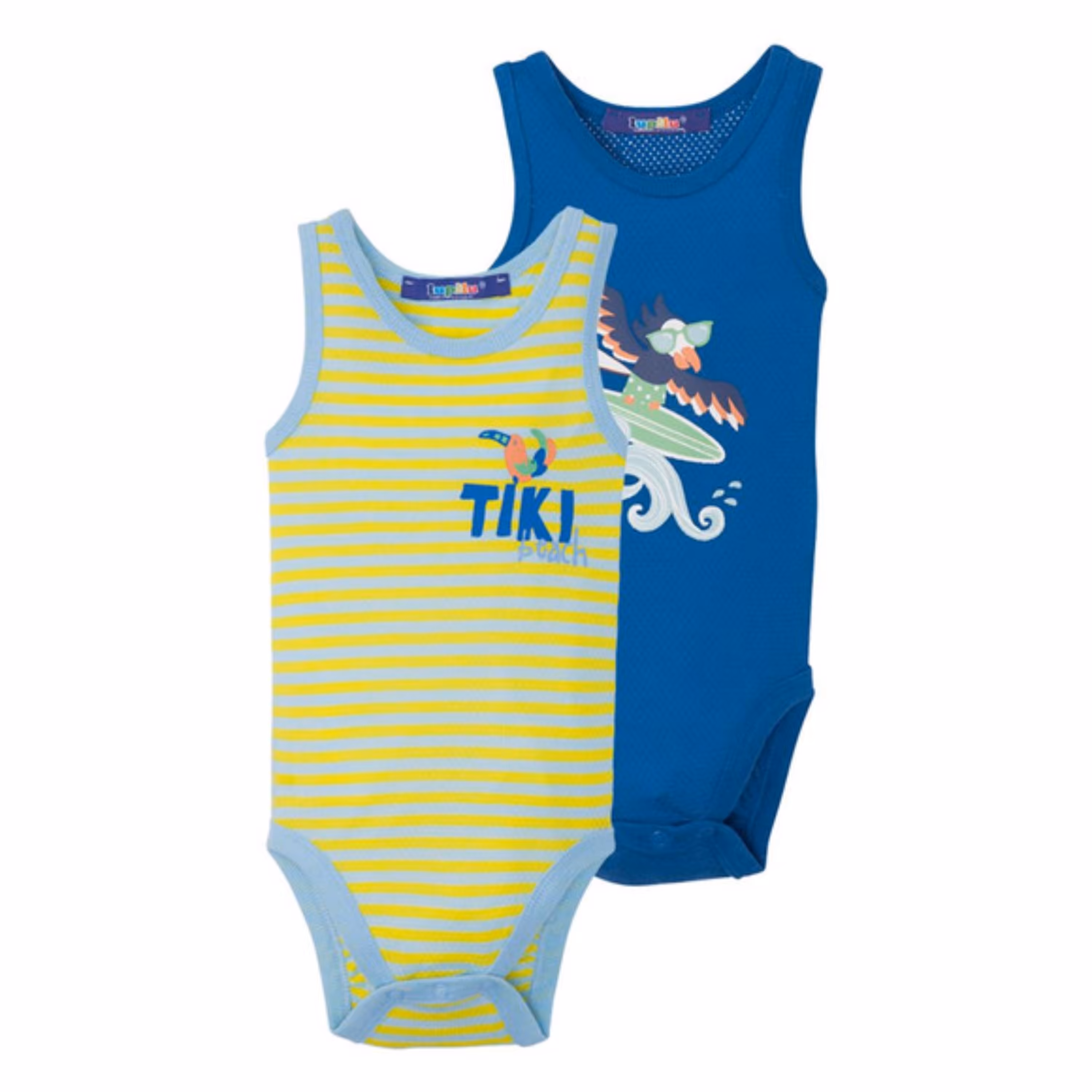 بادی سوزنی نخ پنبه کتان نوزادی 6تا 12ماه لوپیلو  قواره کوچک فقط آبی موجود