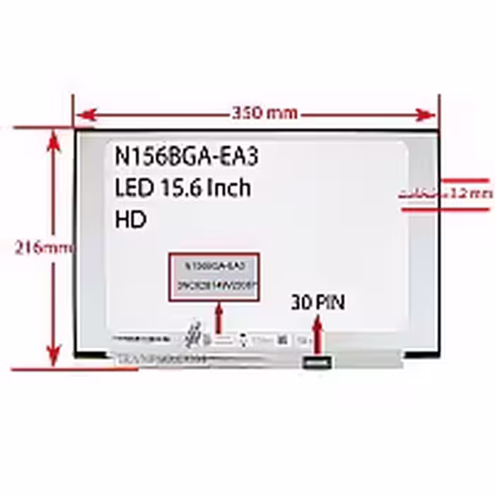 ال ای دی لپ تاپ 15.6 Innolux N156BGA-EA3 REV C6 نازک مات 30 پین HD بدون جاپیچ 350x216x3.2mm