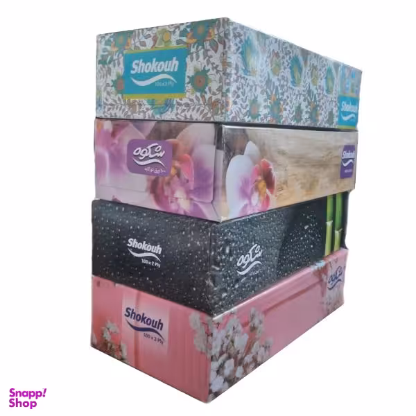 دستمال کاغذی شکوه مدل دستمال کاغذی 100 برگ مجموعه چهار عددی