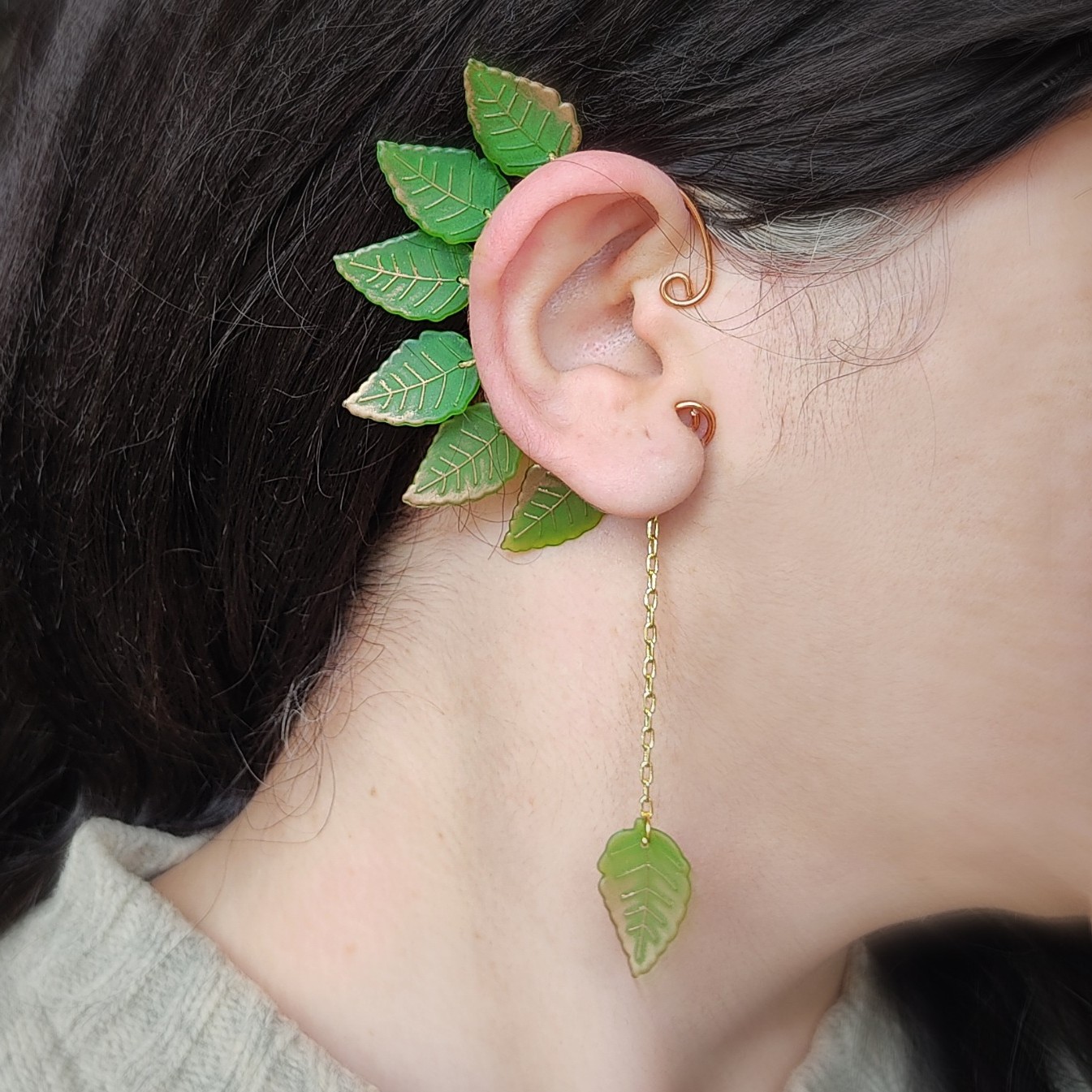 گوشواره ایرکاف برگ سبز