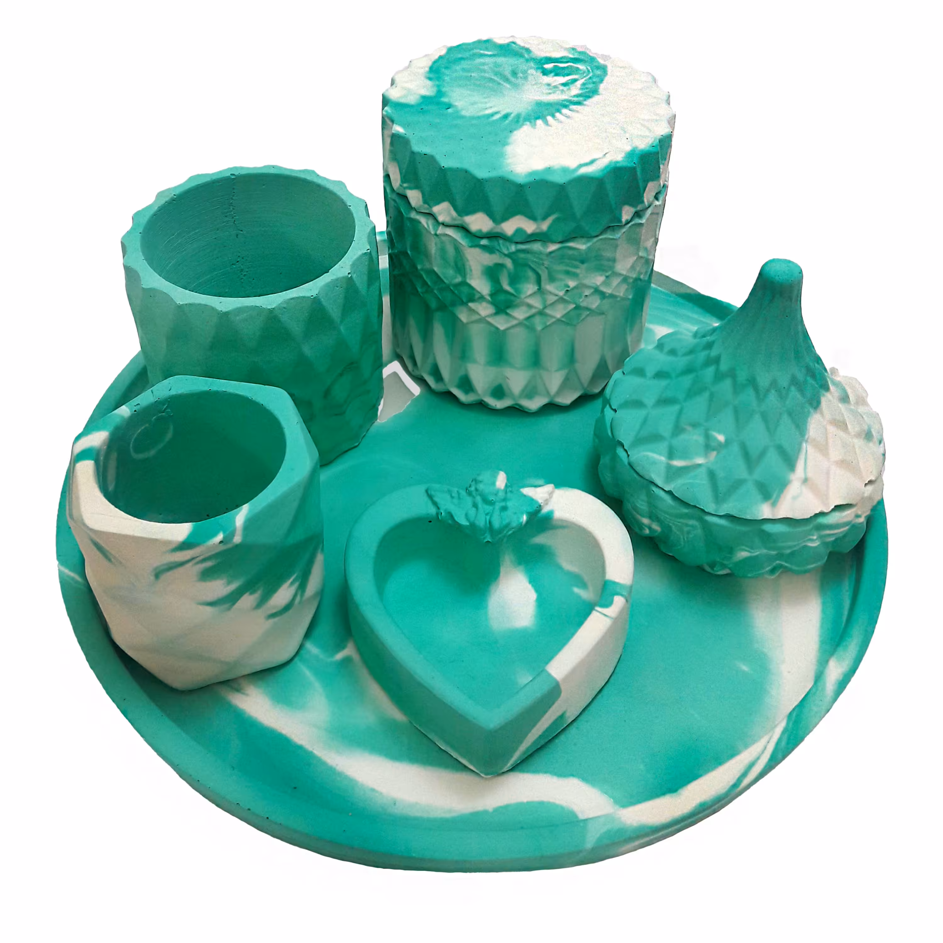 سنگ مصنوعی 6 تکه کاربردی جنس بتن رنگ سبز و سفید