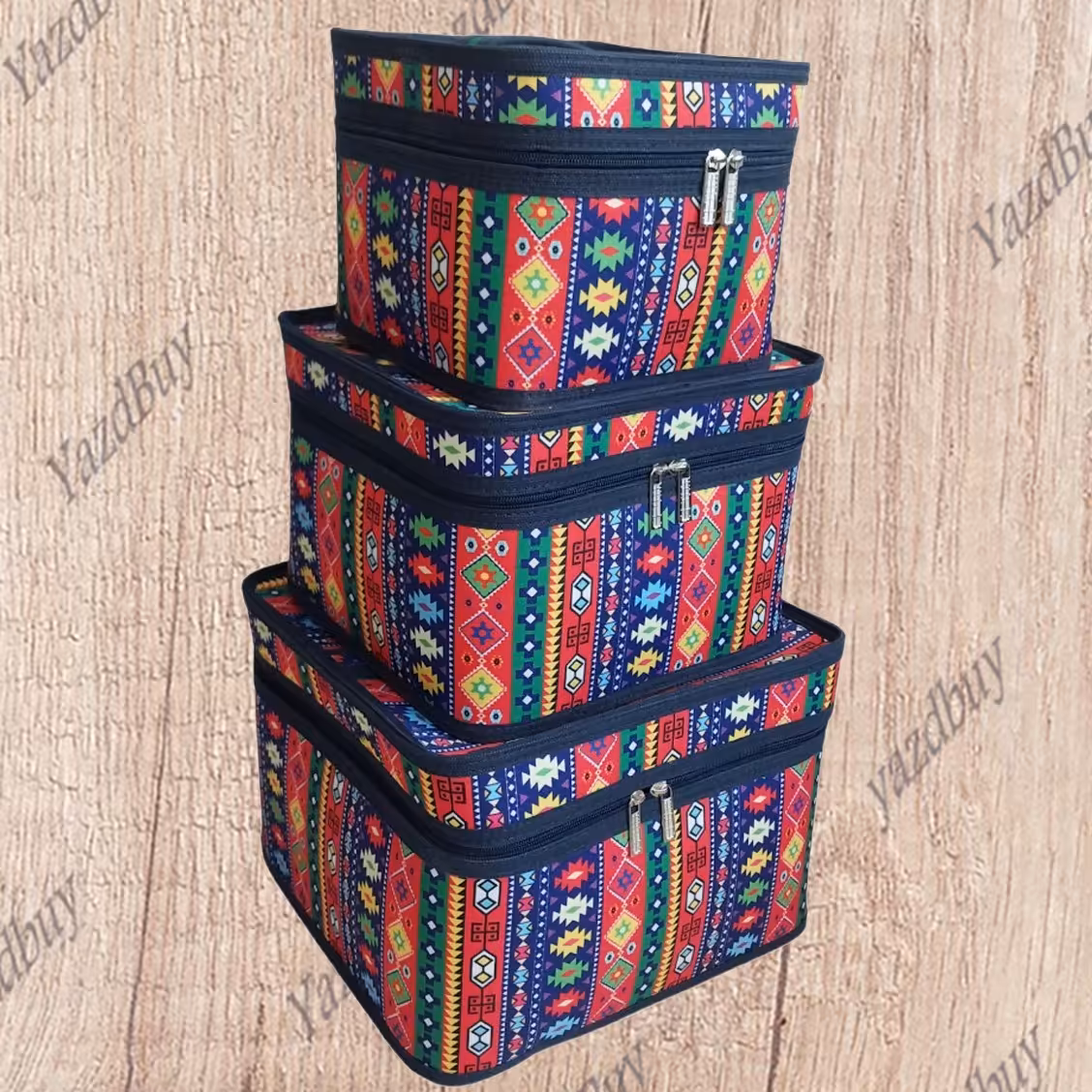 ست 3 تکه جالباسی مربعی با طرح های چاپی جذاب 