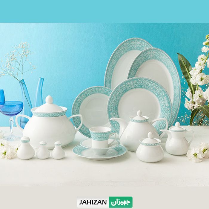 سرویس چینی زرین 108پارچه ورونا فیروزه سری شهرزاد