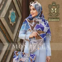 ست کیف مخمل و روسری نخی برند مونتلا  طرح فرانکا آبی (ارسال به سراسر کشور)