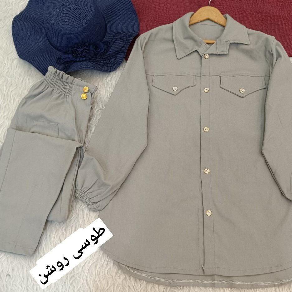 ست مانتو شلوار  کتان کش رنگبندی فری سایز تا 46  ارسال رایگان