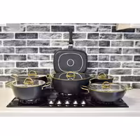 سرویس قابلمه 15 پارچه فلورا گرانیتی برند KZP رنگ مشکی 