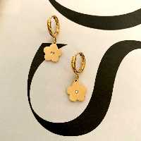 گوشواره حلقه با آویز گل نگیندار استیل ضد حساسیت Hulupuart وارداتی