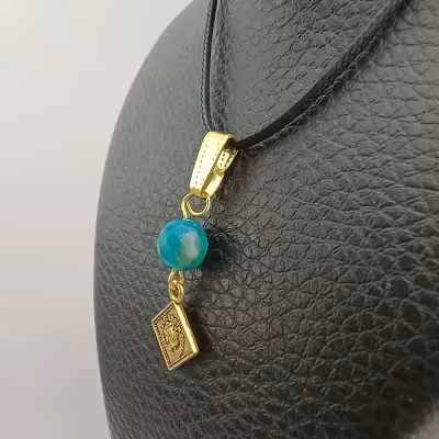 گردنبند عقیق آبی پلاک دار ساده a340