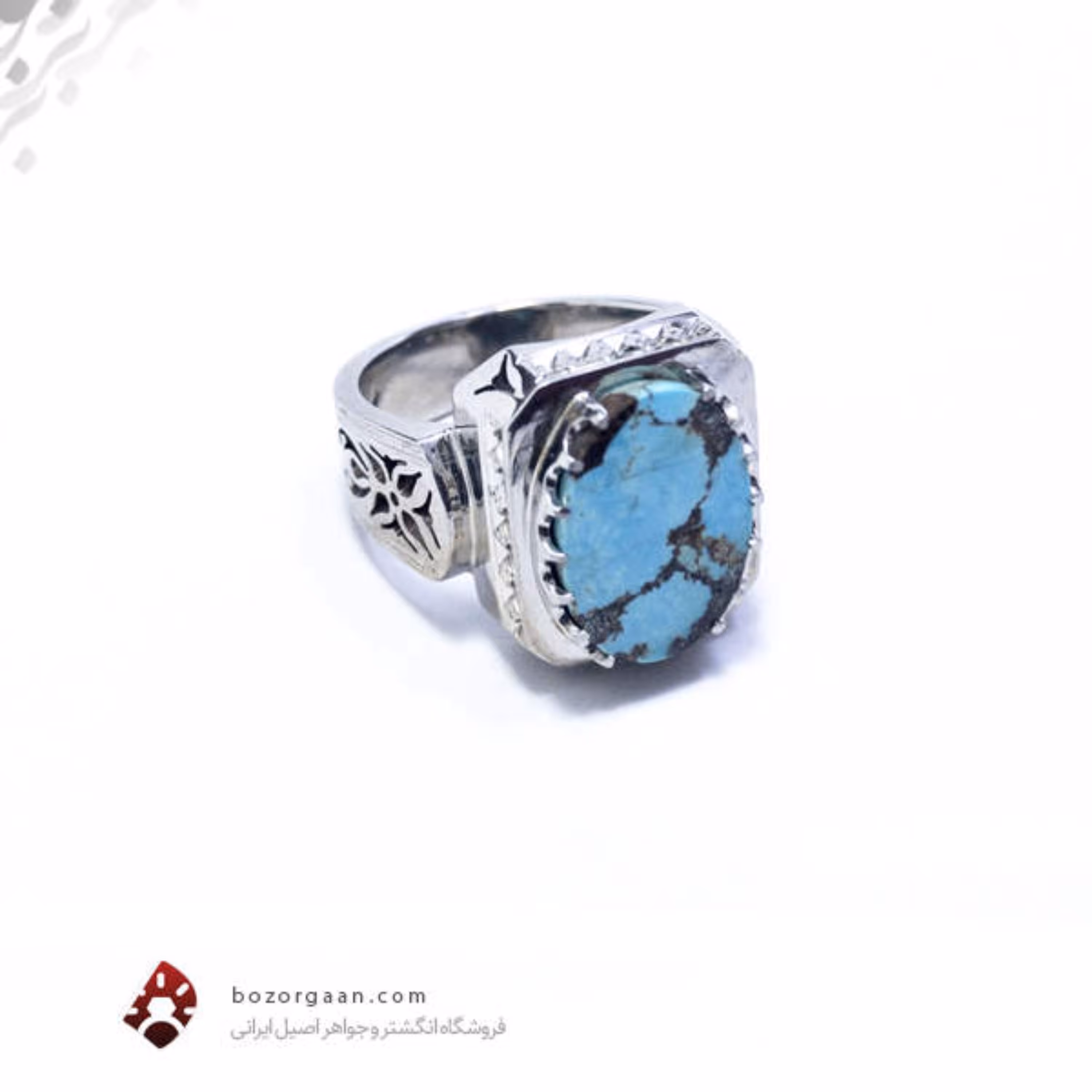 انگشتر فیروزه نیشابور طرح اسلیمی