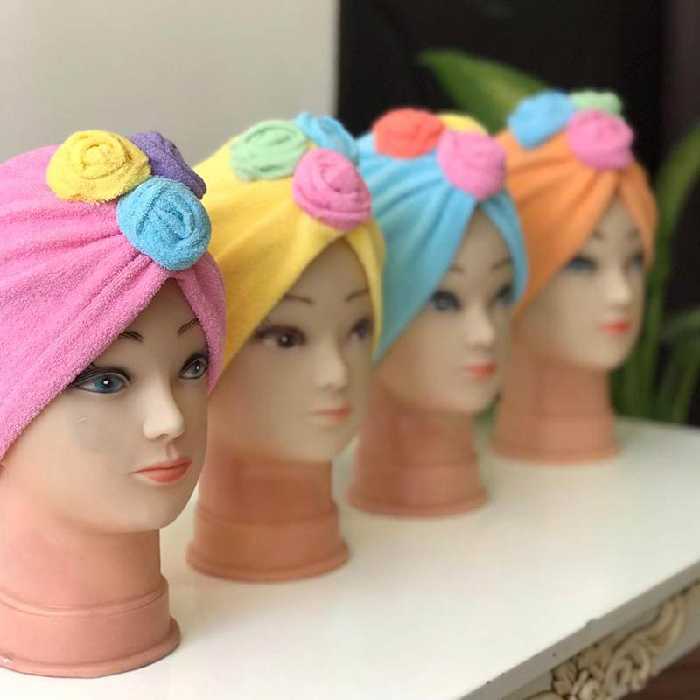 کلاه حوله ای زنانه طرح گل دار