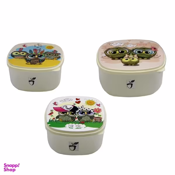 ظرف نگهدارنده طرح جغد خانواده مدل بلوط کد YP-MORBAEI-03 مجموعه 3 عددی