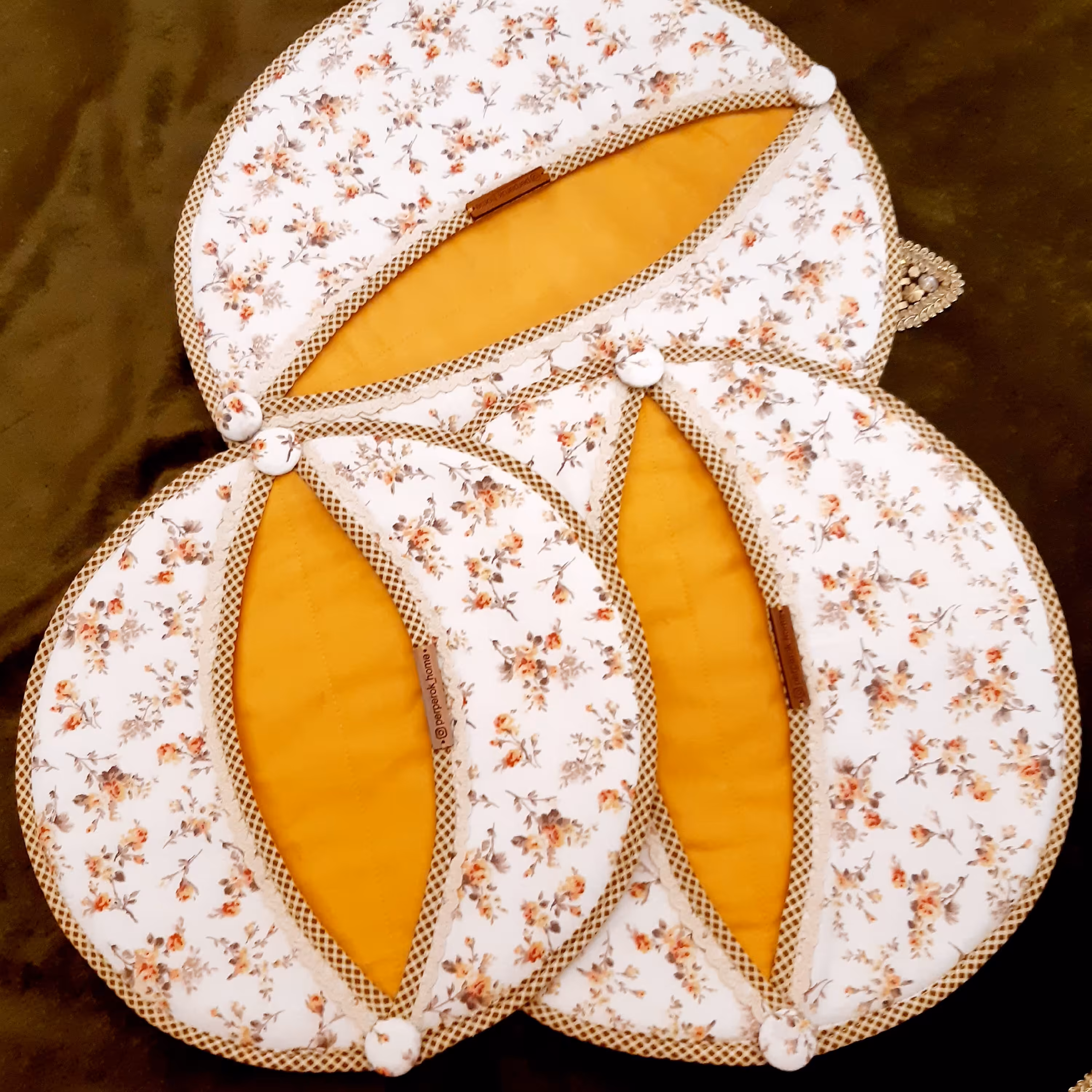 دم کنی مدل چشمی سه تکه جنس کتان نخ ترک 