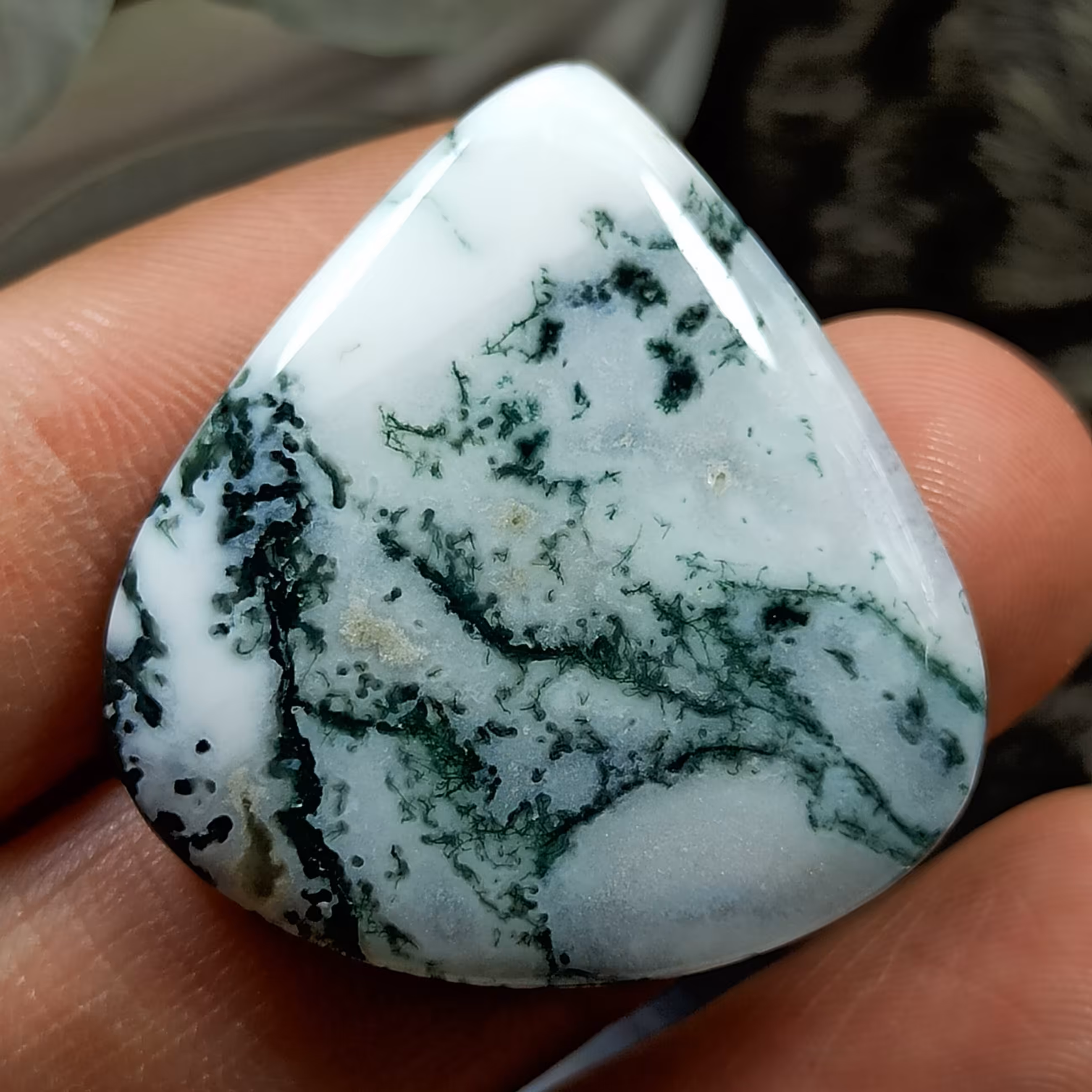 عقیق خزه ای سبز اشکی کد 21