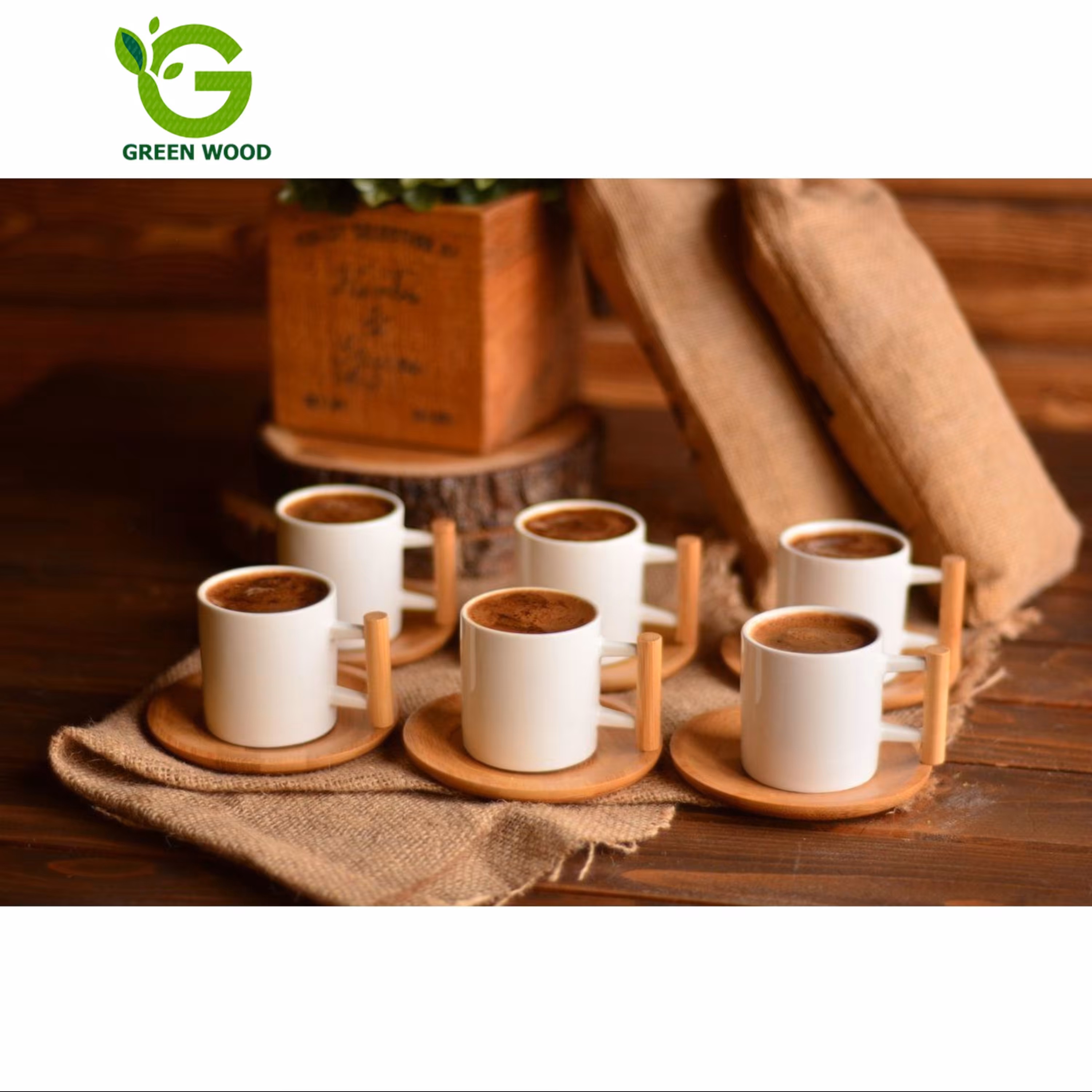 ست12 پارچه فنجان و نعلبکی قهوه خوری بامبو سرامیک مدل JD7202-6 کد Gw14