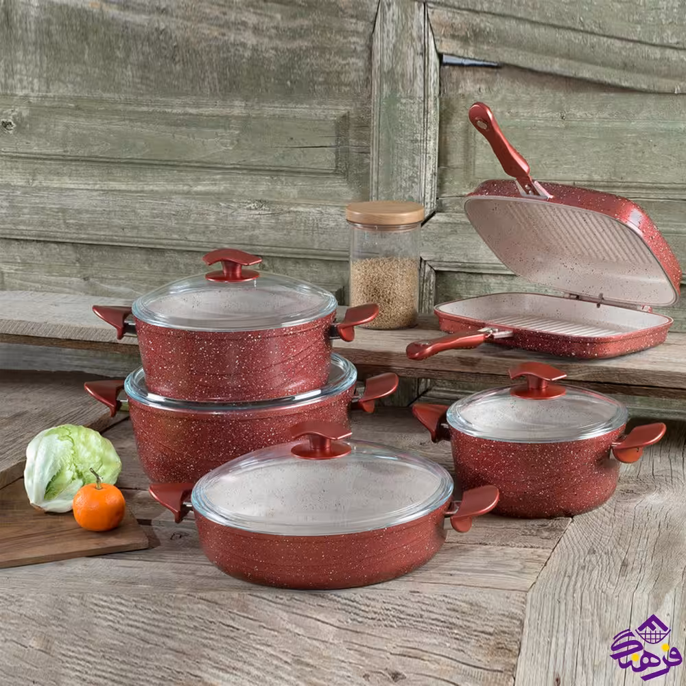 سرویس قابلمه پویان 10پارچه سووینگ Eviz قرمز