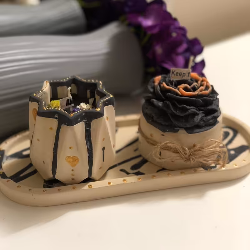 اکسسوری دکوراتیو بتنی سایز پر طرفدار  رنگ کرم مشکی ارسال رایگان جنس درجه یک