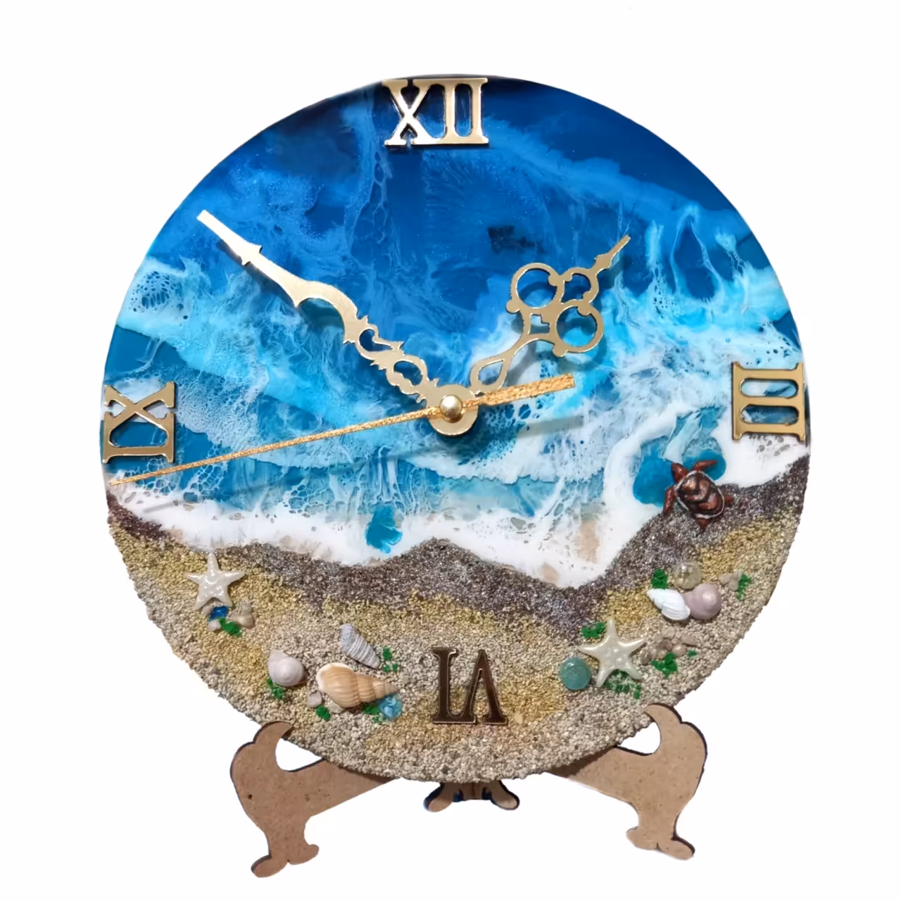 ساعت رومیزی دایره رزینی طرح دریا کد sd002