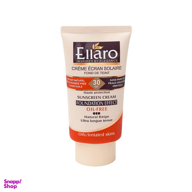 کرم ضد آفتاب فاقد چربی الارو (Ellaro) با Spf30 رنگ بژ طبیعی حجم 40 میلیلیتر