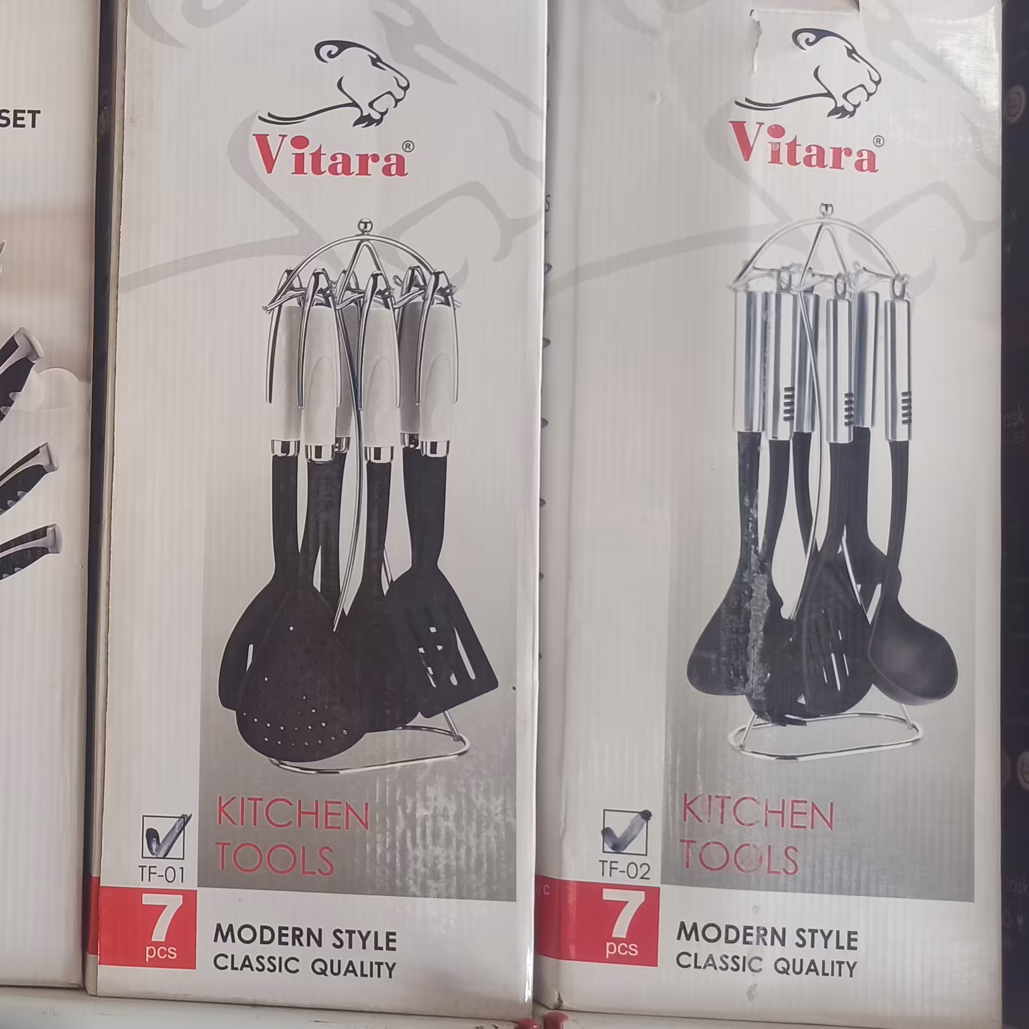 ست کفگیر و ملاقه اویز ویتارا 7پارچه تفلون نسوز رنگ سفید و استیل