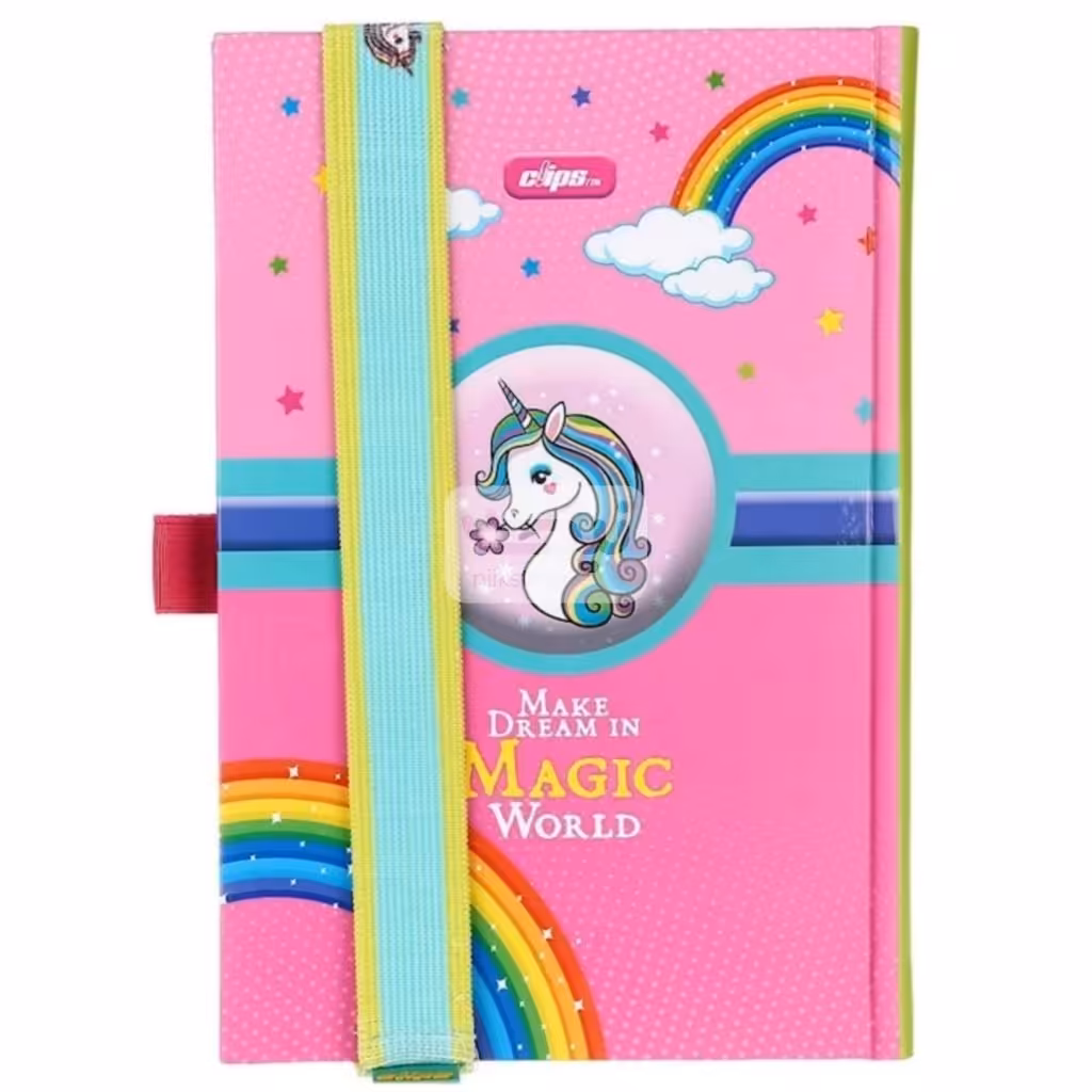 دفتر برنامه ریزی کش دار کلیپس – طرح یونیکورن صورتیClips unicorn Planner notebook