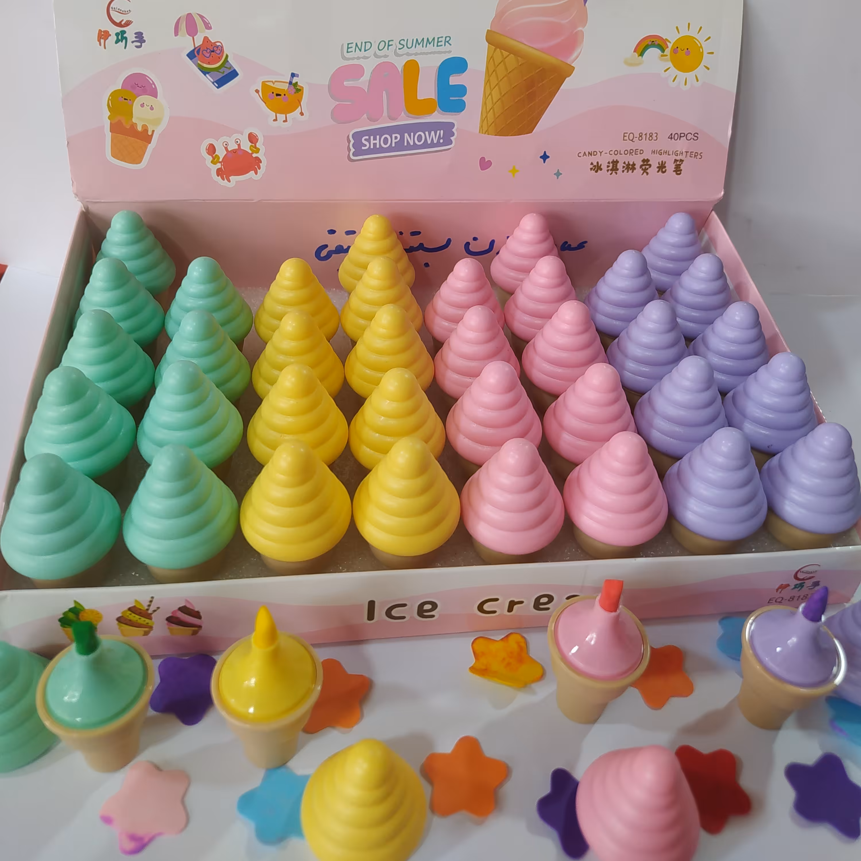 ماژیک هایلایت مدل بستنی در چهار رنگ پاستیل جذاب