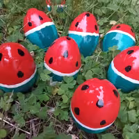 تخم مرغ سفالی طرح هندوانه کاری بسیارجذاب ومناسب تمامی سلیقه ها