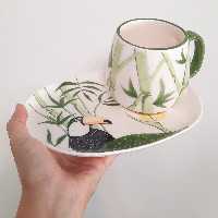 ماگ و سینی سرامیکی دستساز طرح توکان، ماگ سایز بزرگ