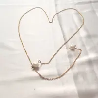 گردنبند رو مانتویی استیل رنگ ثابت و مروارید پرورشی اصل 