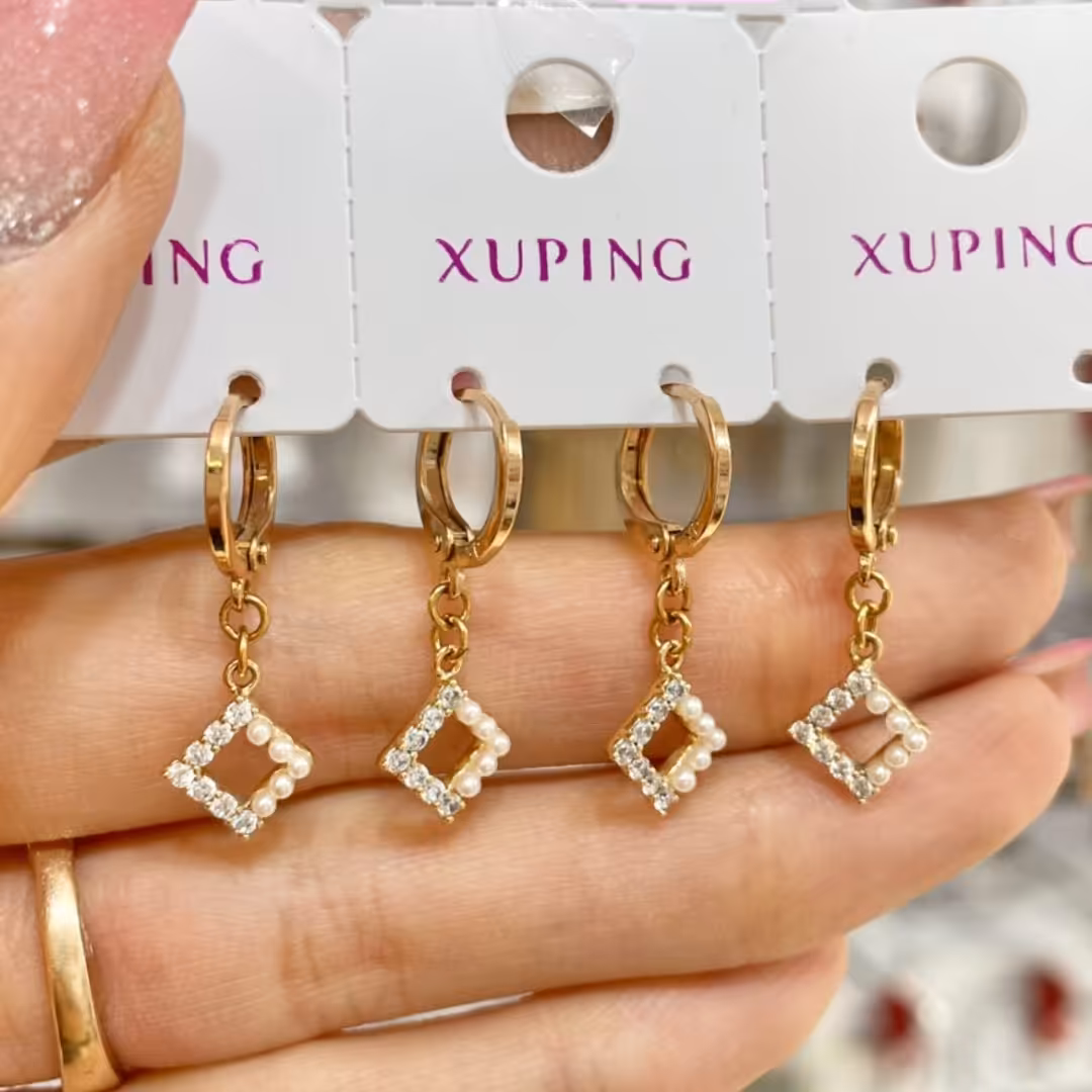 گوشواره آویز ظریف طرح لوزی استیل مارک ژوپینگ