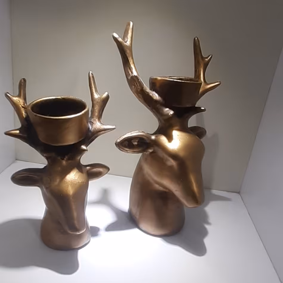 شمعدان شاخ گوزنی تکی گلد کد 05