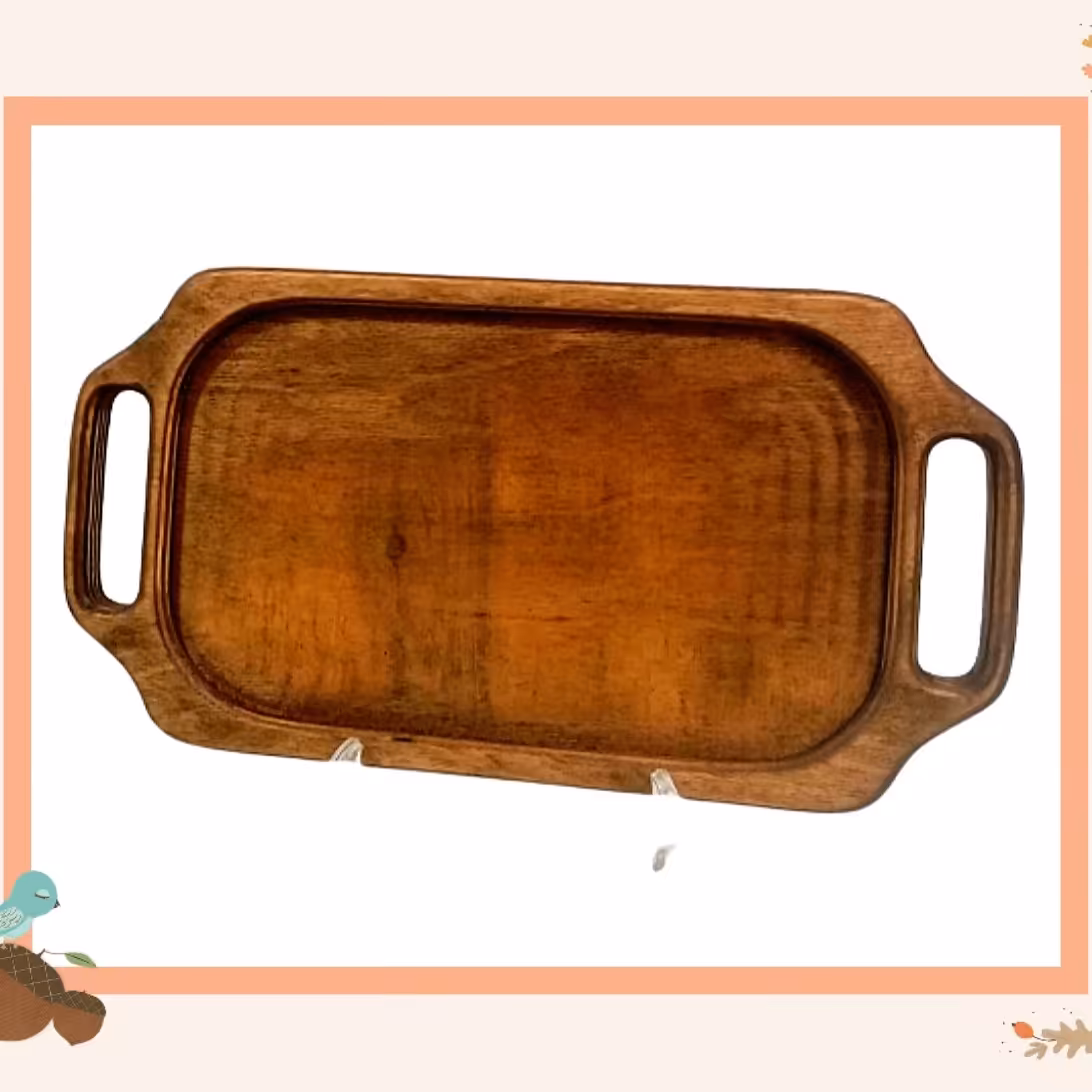 سینی مستطیل دسته دار چوب 