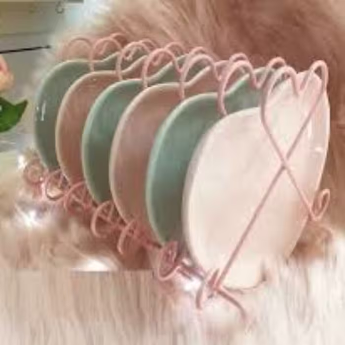جا بشقابی و جادرب قابلمه روکش دار قلبی سفید
