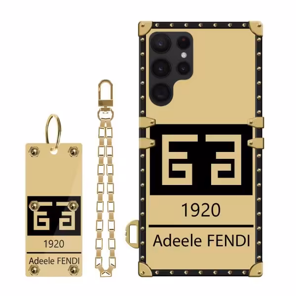 کاور یا قاب صندوقی طرح فندی مناسب برای گوشی موبایل سامسونگ Galaxy S22 ULTRA به همراه بند آویز