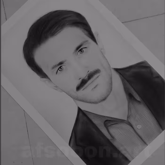 طراحی چهره سیاه قلم ابعاد آ2 (40 در 60)  سالگرد ترحیم 